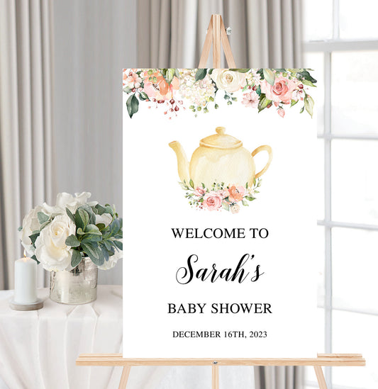 Tea Party Baby Shower Welcome Sign