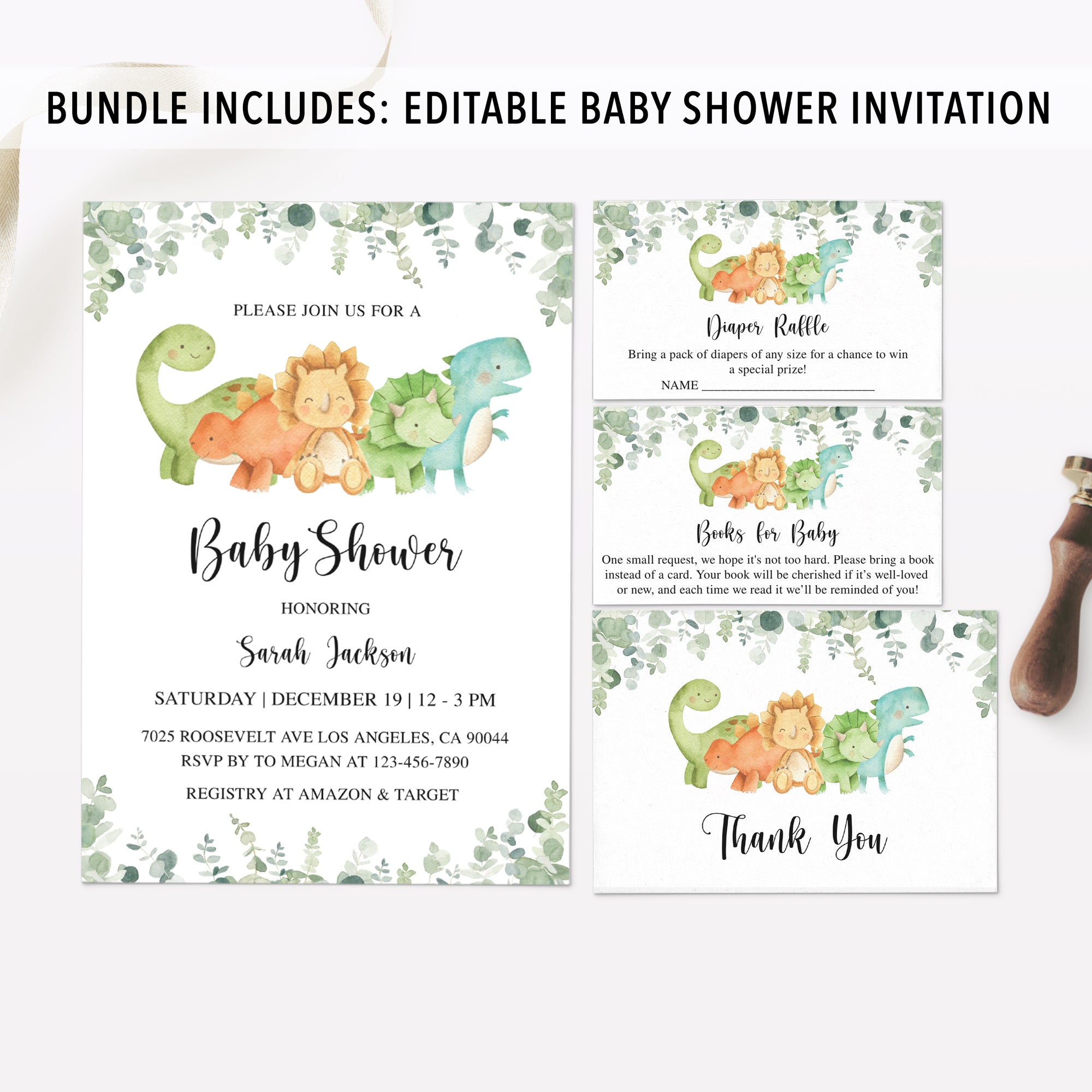 Complete Dinosaur Baby Shower Bundle