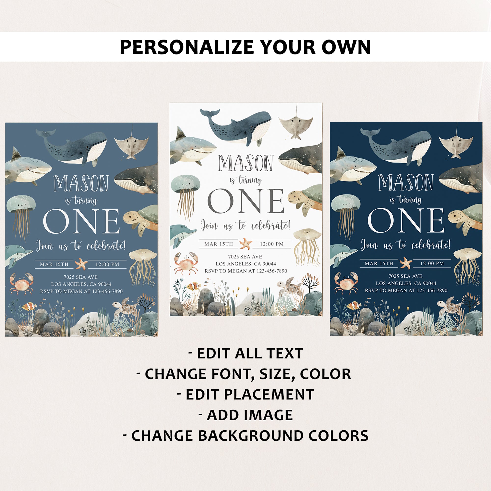 Sea Animals 1st Birthday Bundle