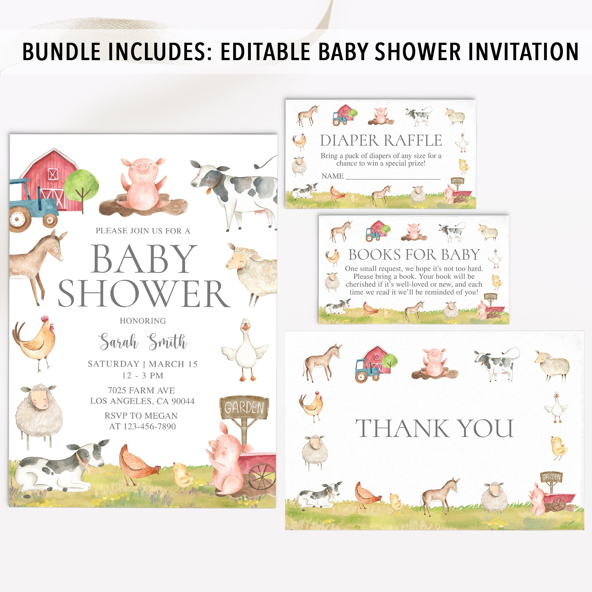 Complete Farm Animals Baby Shower Bundle
