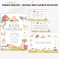 Load image into Gallery viewer, Farm Animals Baby Shower Invite & Games

