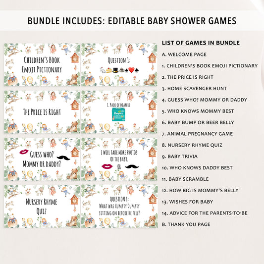 Nursery Rhyme Virtual Baby Shower Games