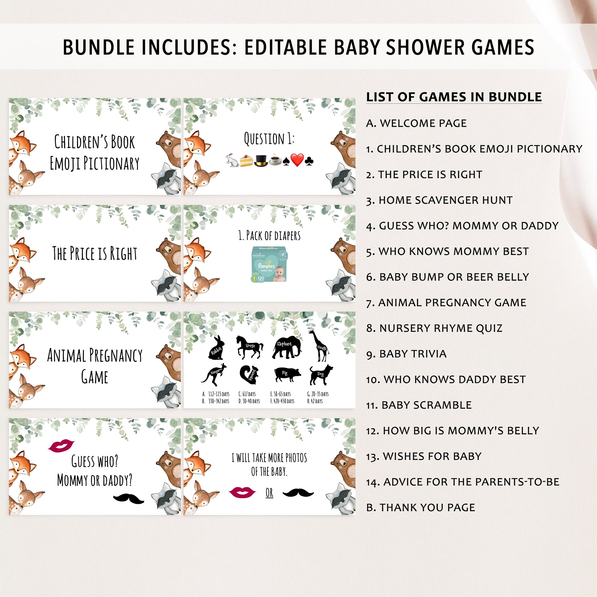 Woodland Baby Shower Games