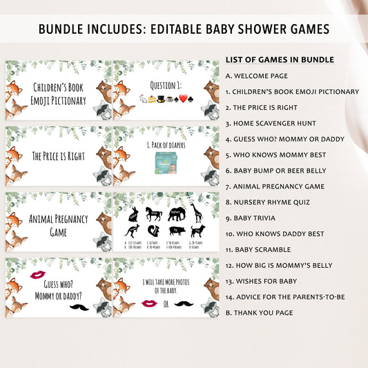 Woodland Baby Shower Games