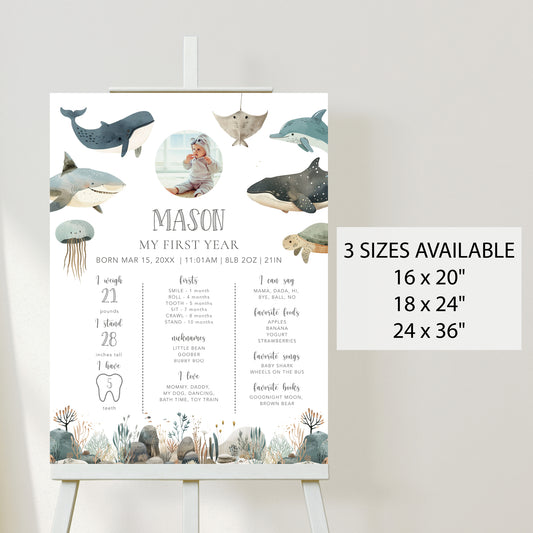 Sea Animals Baby Milestone Board