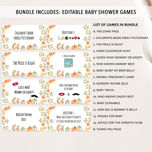 Fall Virtual Baby Shower Games