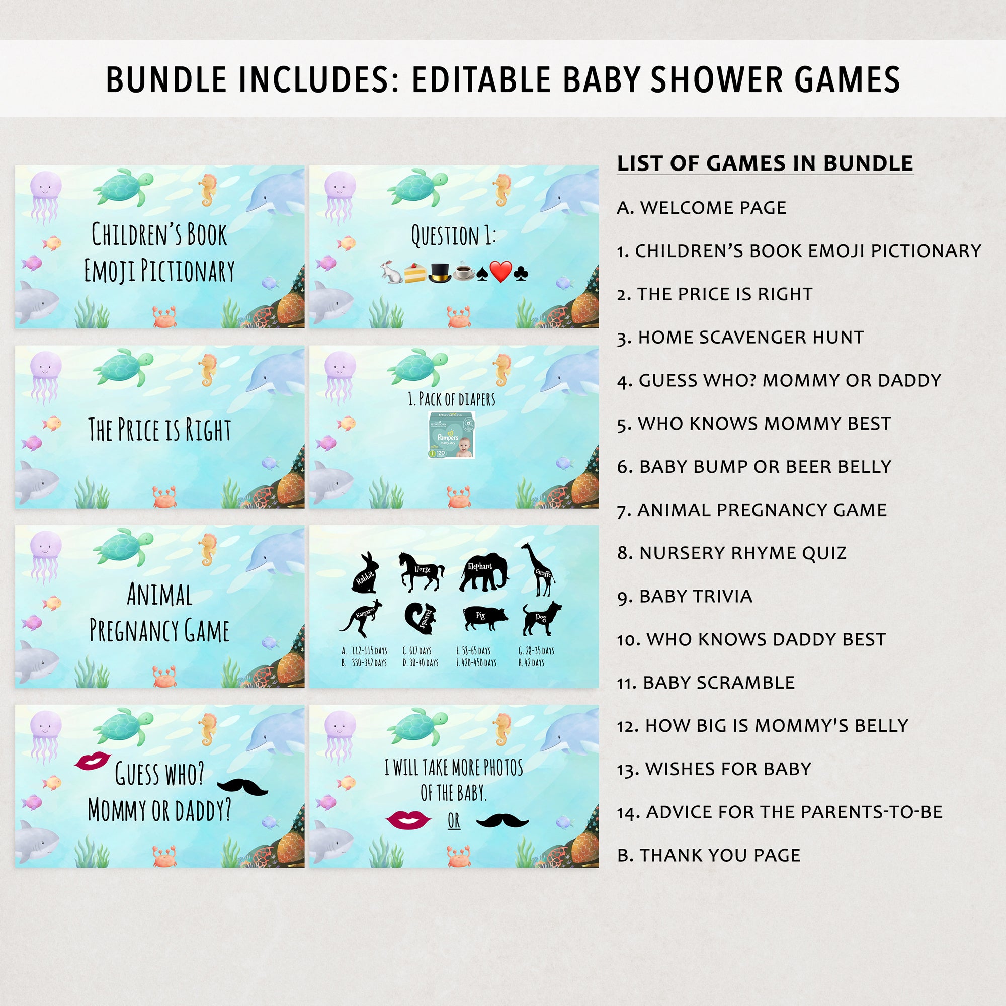 Under the Sea Virtual Baby Shower Games