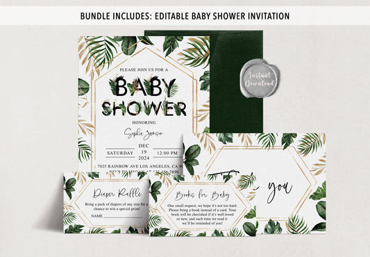 Tropical Baby Shower Invite & Games