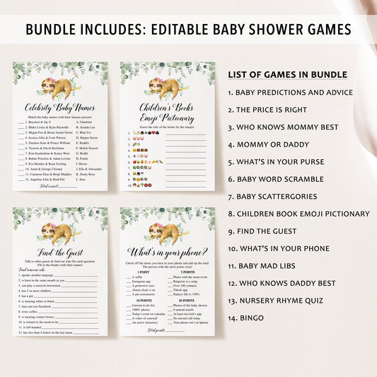 14 Girl Sloth Baby Shower Games