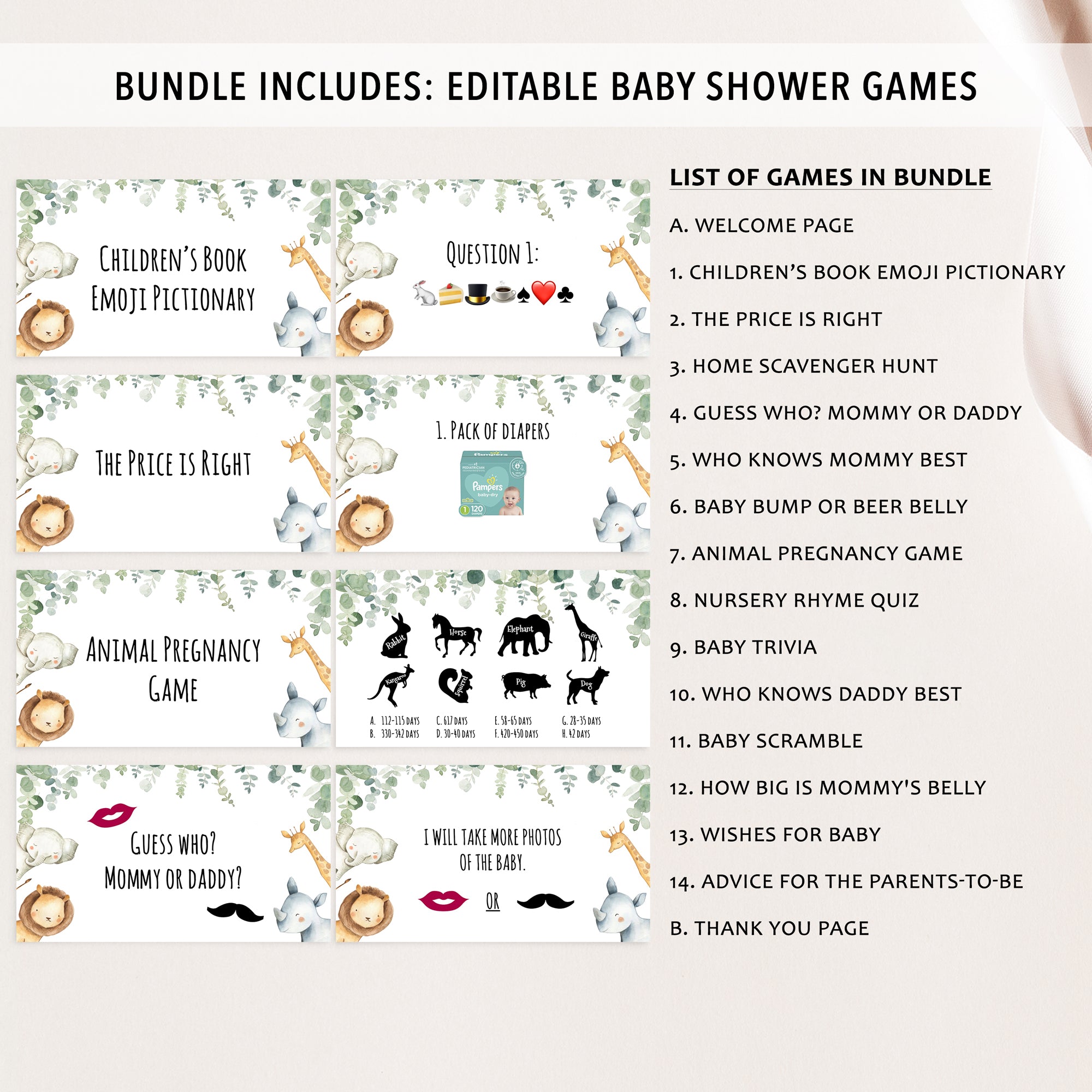 Safari Virtual Baby Shower Games