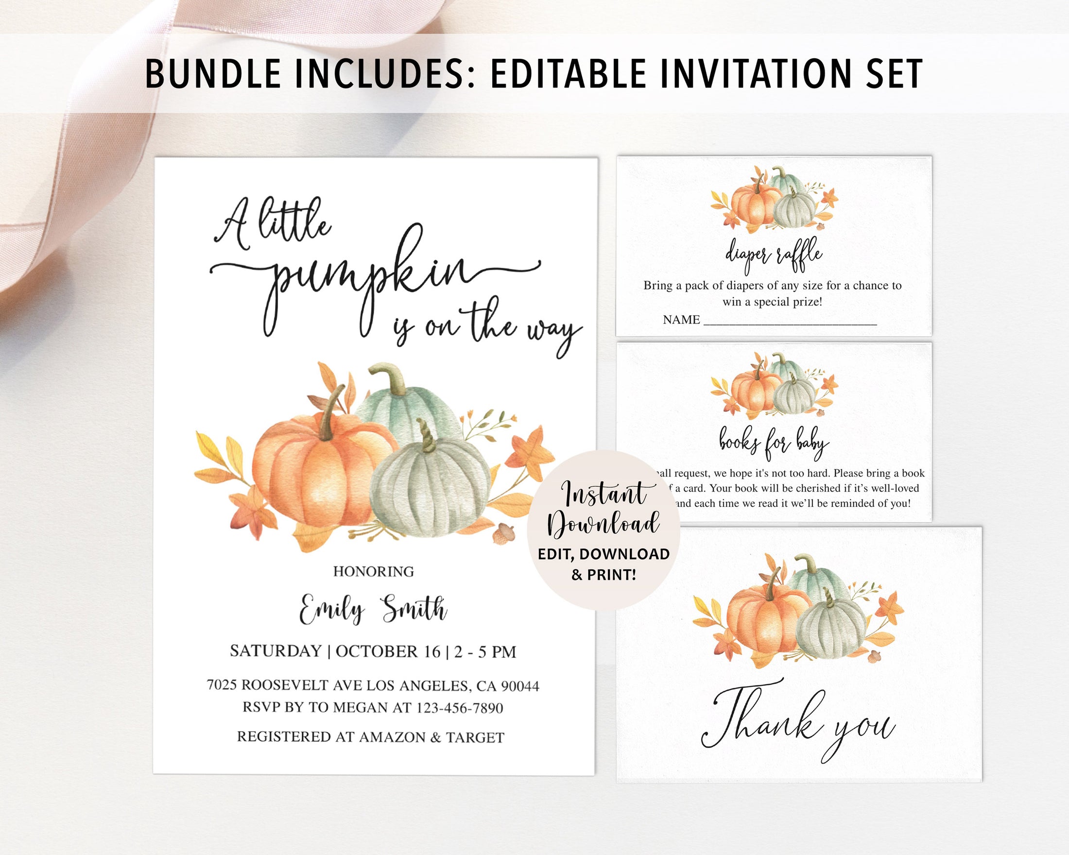 Complete Pumpkin Baby Shower Bundle