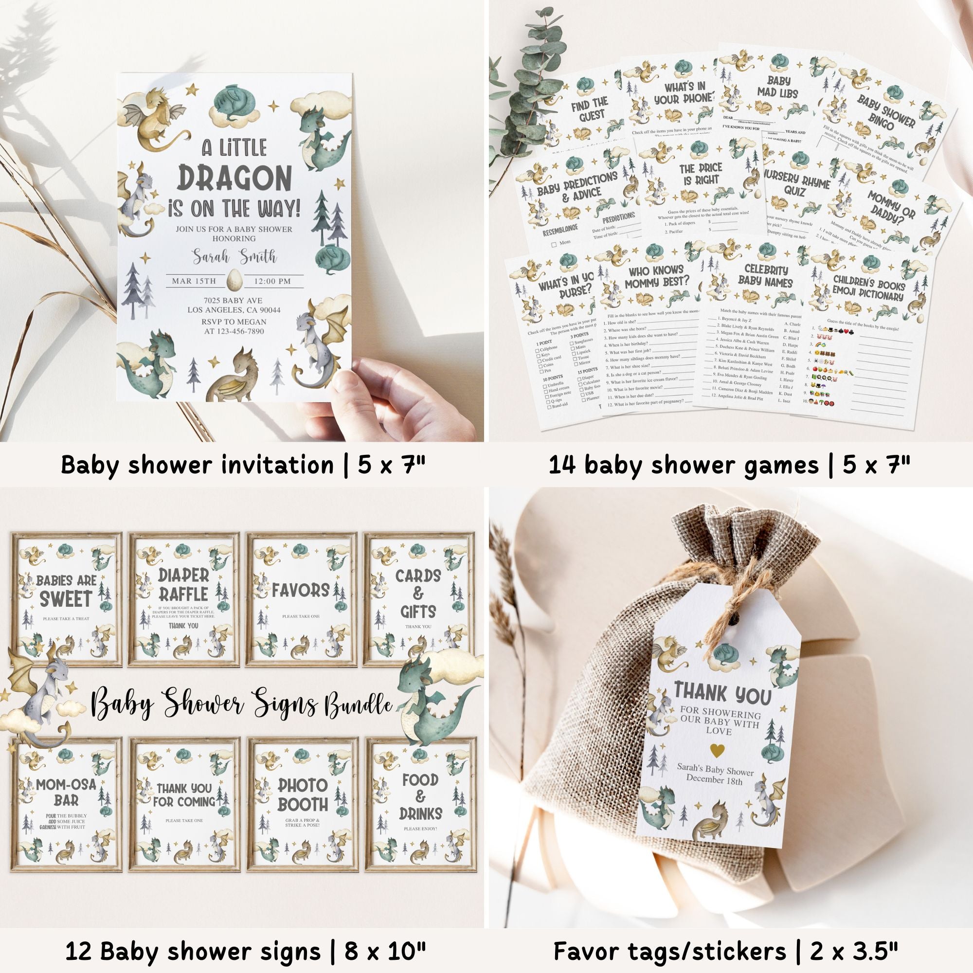 Complete Dragon Baby Shower Bundle