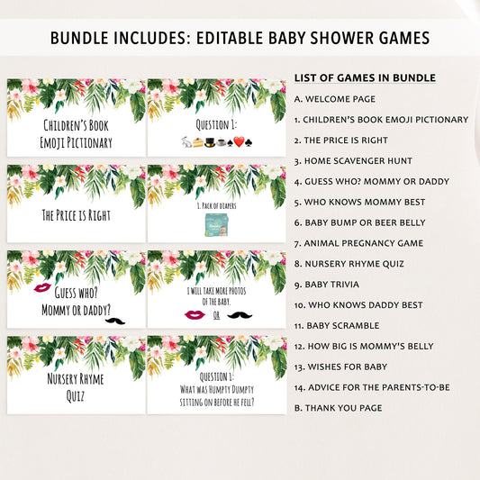 Tropical Virtual Baby Shower Games