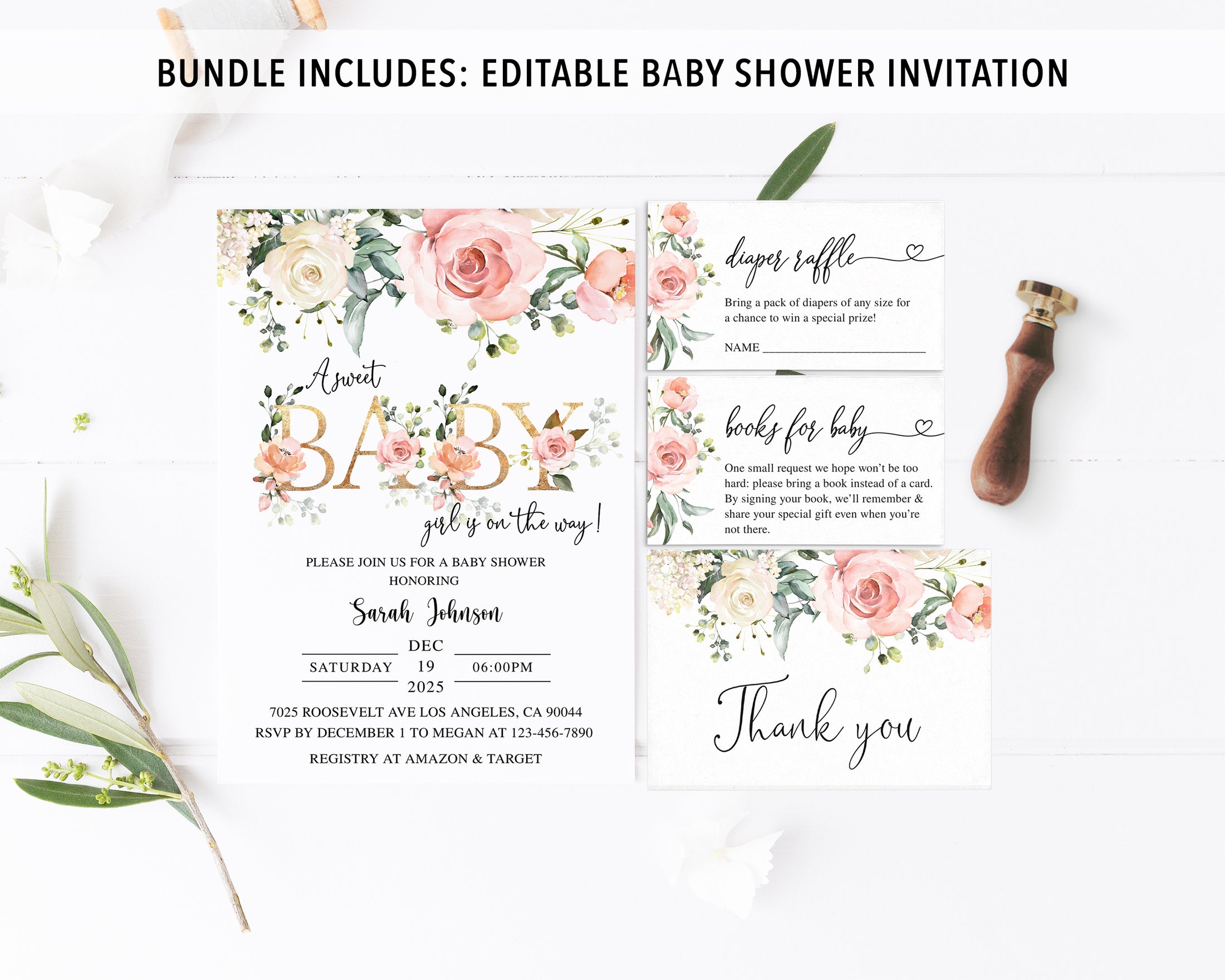 Floral Baby Shower Invite & Games