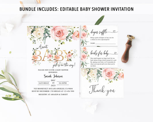 Floral Baby Shower Invite & Games