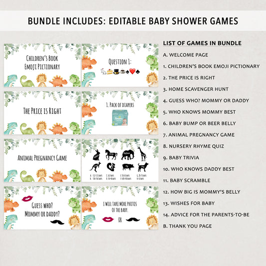 Dinosaur Virtual Baby Shower Games