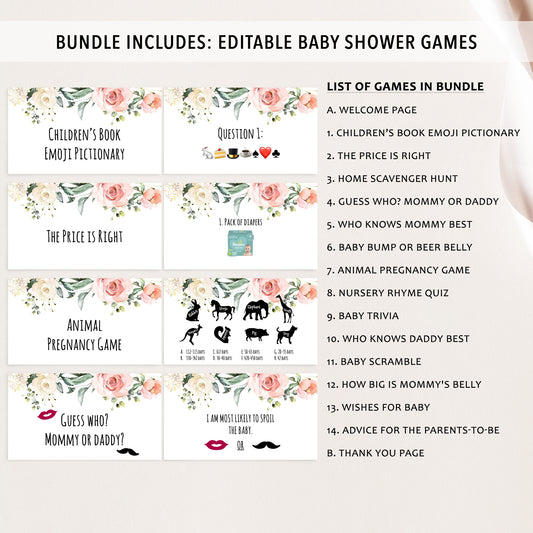Floral Virtual Baby Shower Games