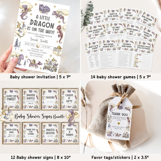 Complete Purple Dragon Baby Shower Bundle