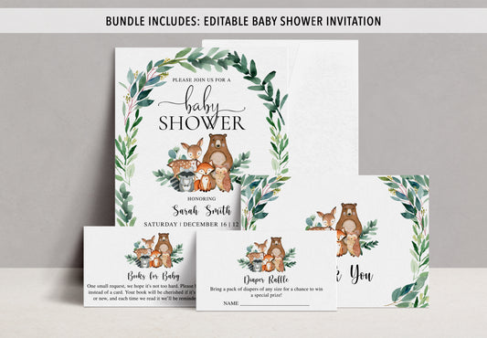 Woodland 2 Baby Shower Invite & Games