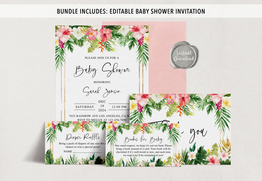 Complete Tropical Floral Baby Shower Bundle