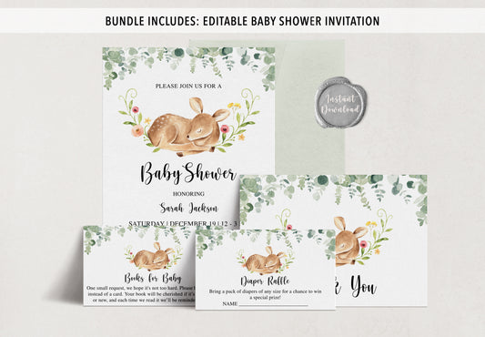 Deer Baby Shower Invite & Games