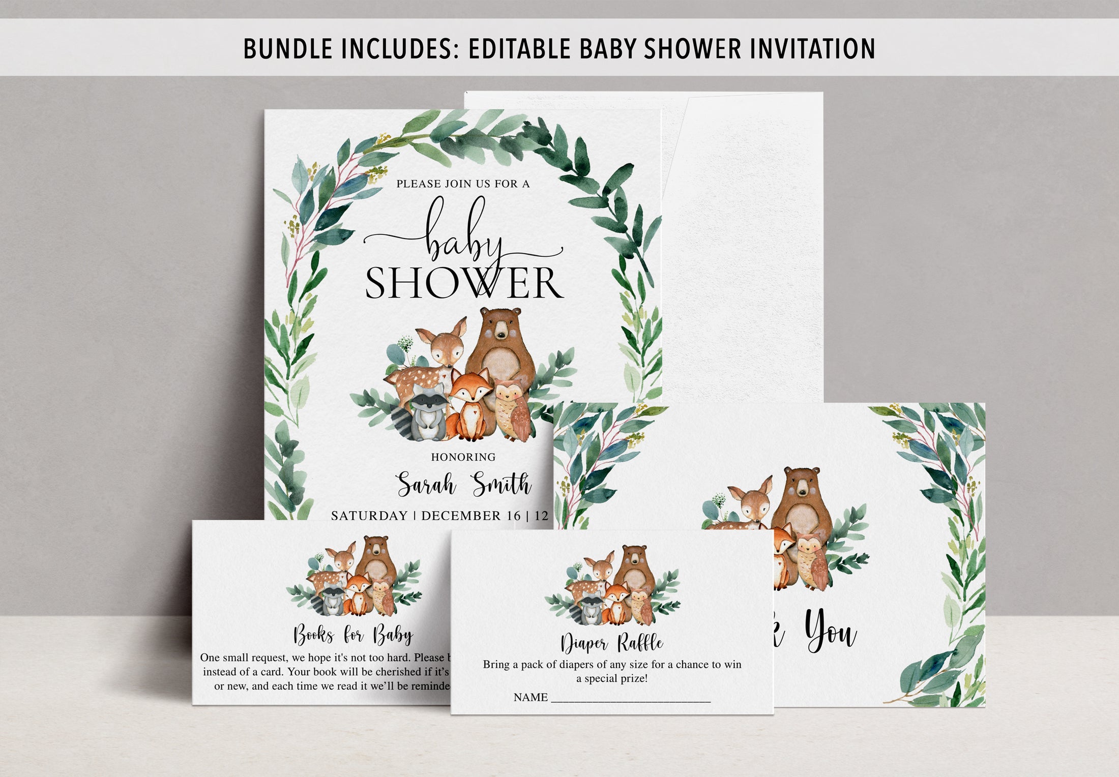 Complete Woodland Animals Baby Shower Bundle