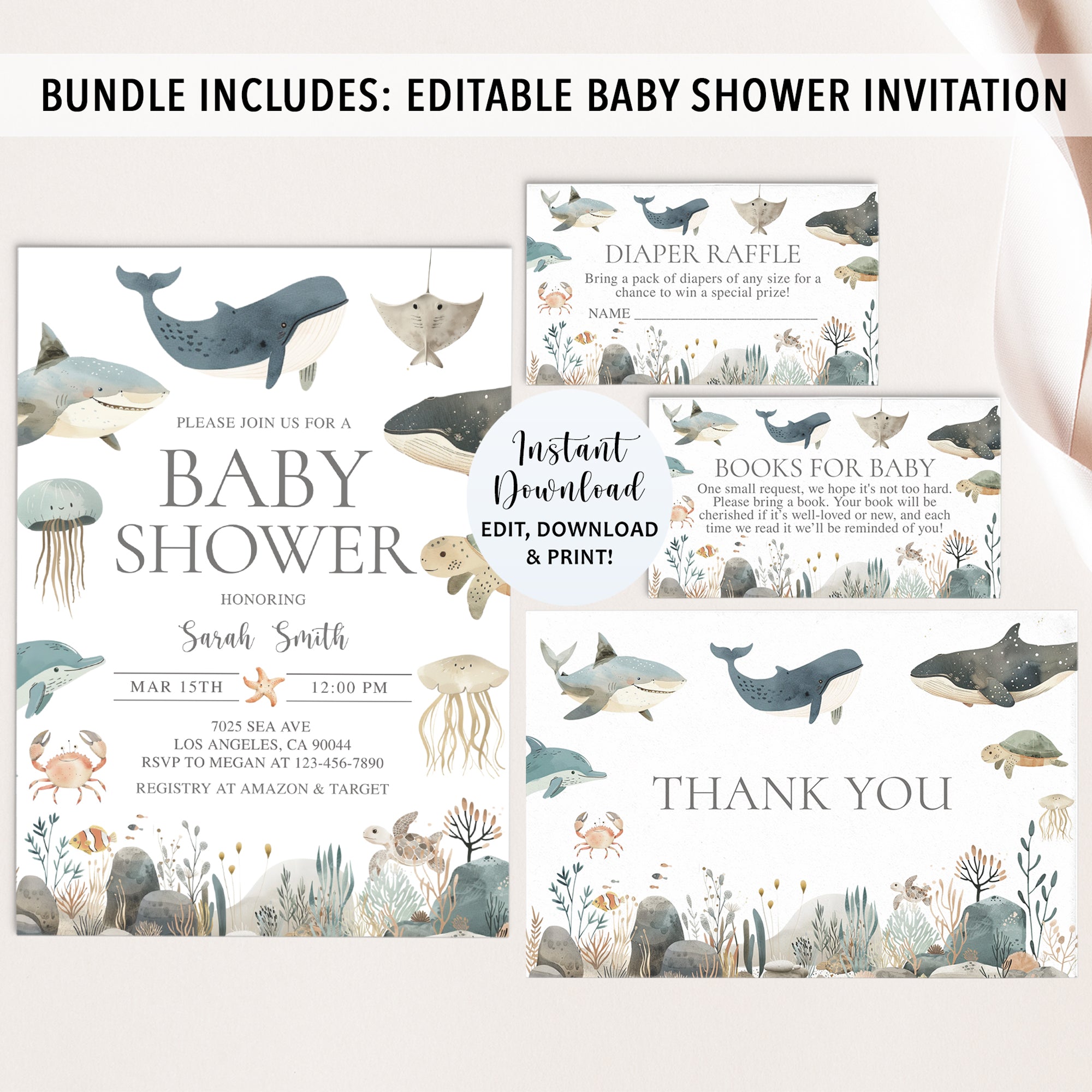 Complete Sea Animals Baby Shower Bundle