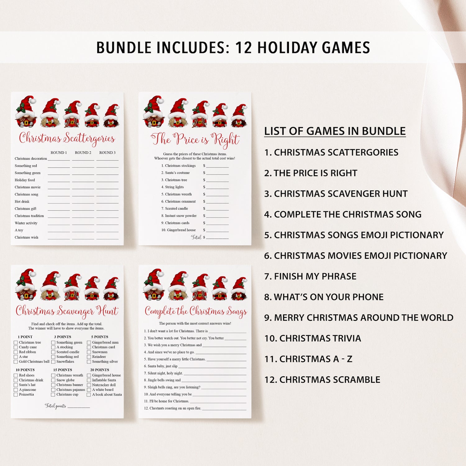 12 Gnomes Family Holiday Games