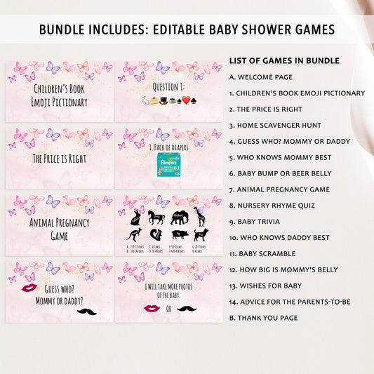 Butterfly Virtual Baby Shower Games