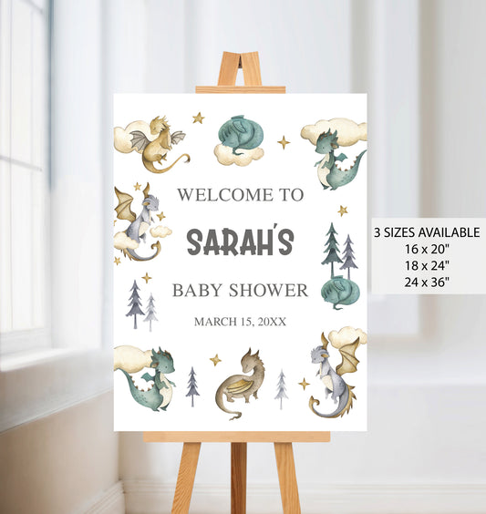 Dragon Baby Shower Welcome Sign