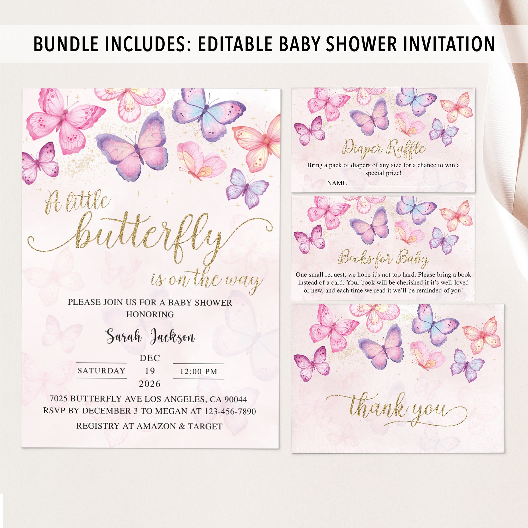 Butterflies Baby Shower Invite & Games