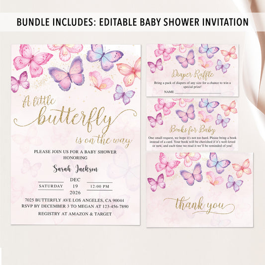 Butterflies Baby Shower Invite & Games