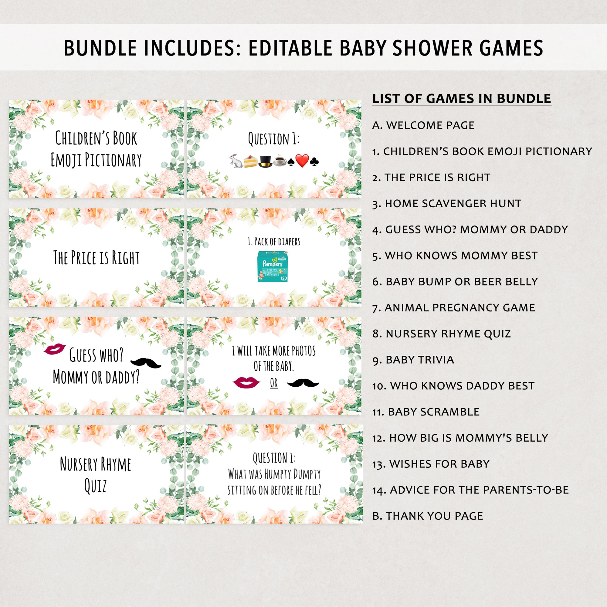 Baby Floral Virtual Baby Shower Games