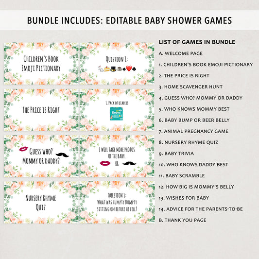 Baby Floral Virtual Baby Shower Games