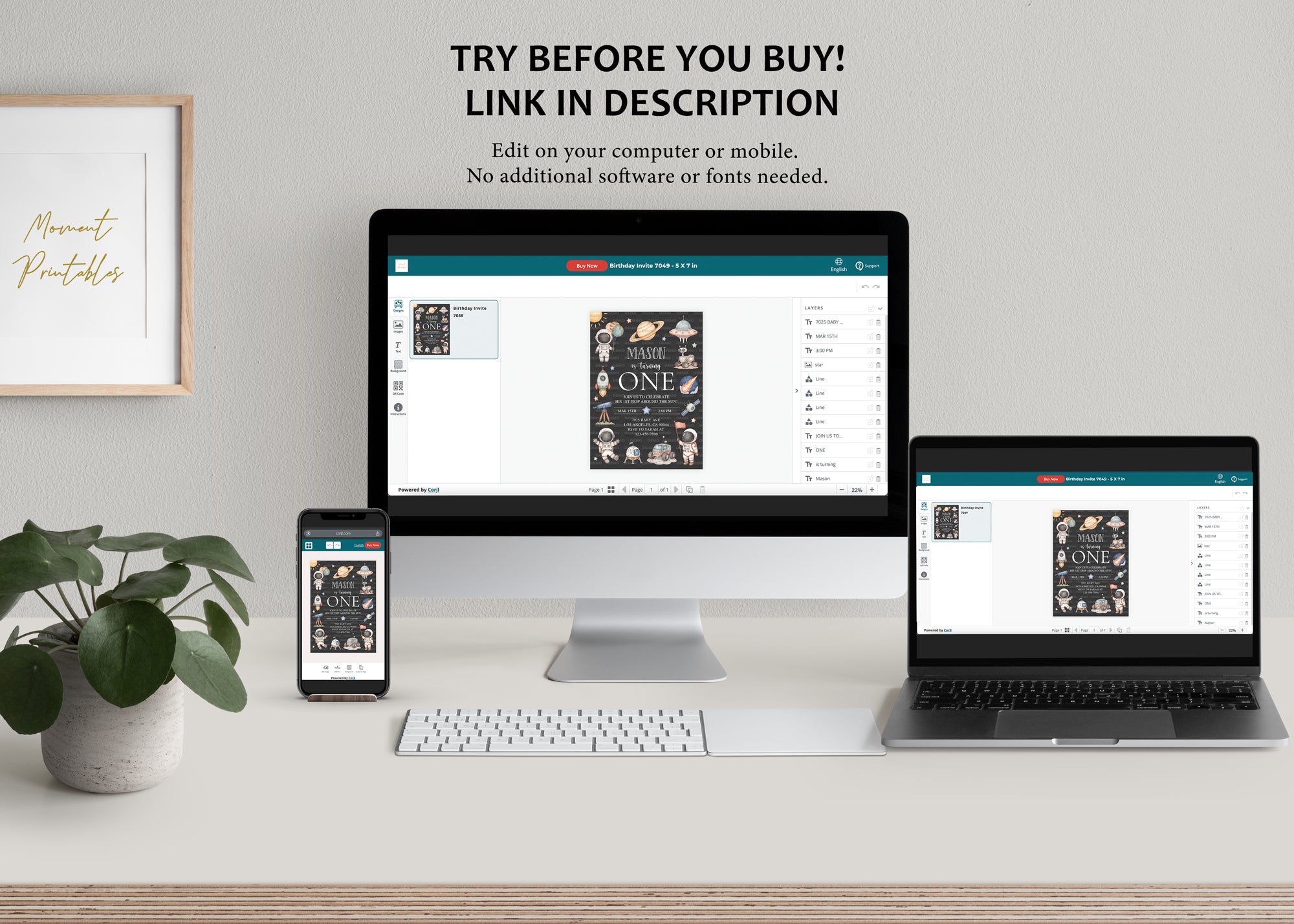 Astronaut Birthday Invite