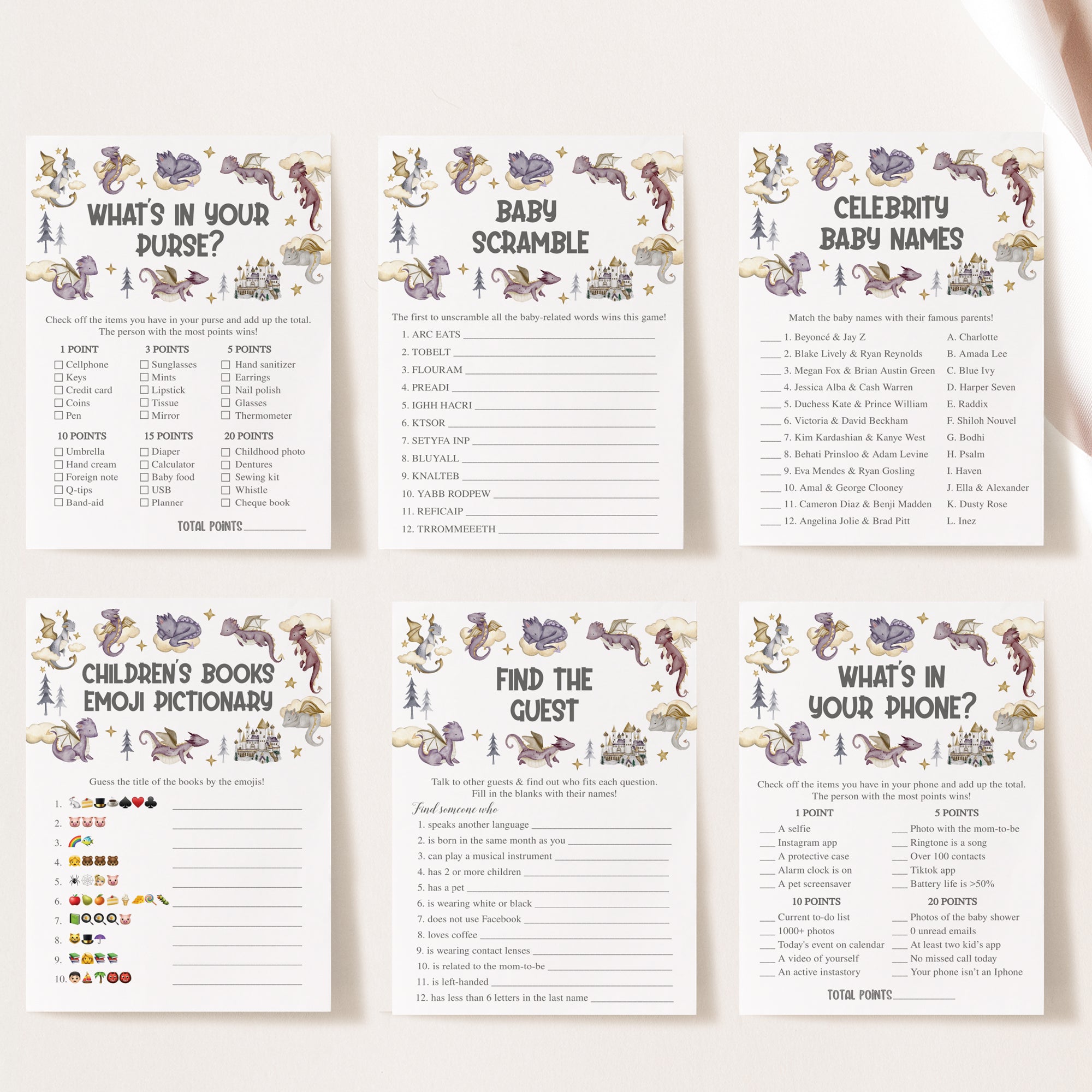 14 Purple Dragon Baby Shower Games