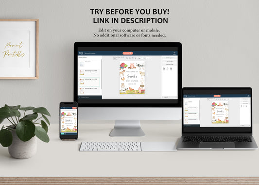 Farm Animals Baby Shower Welcome Sign