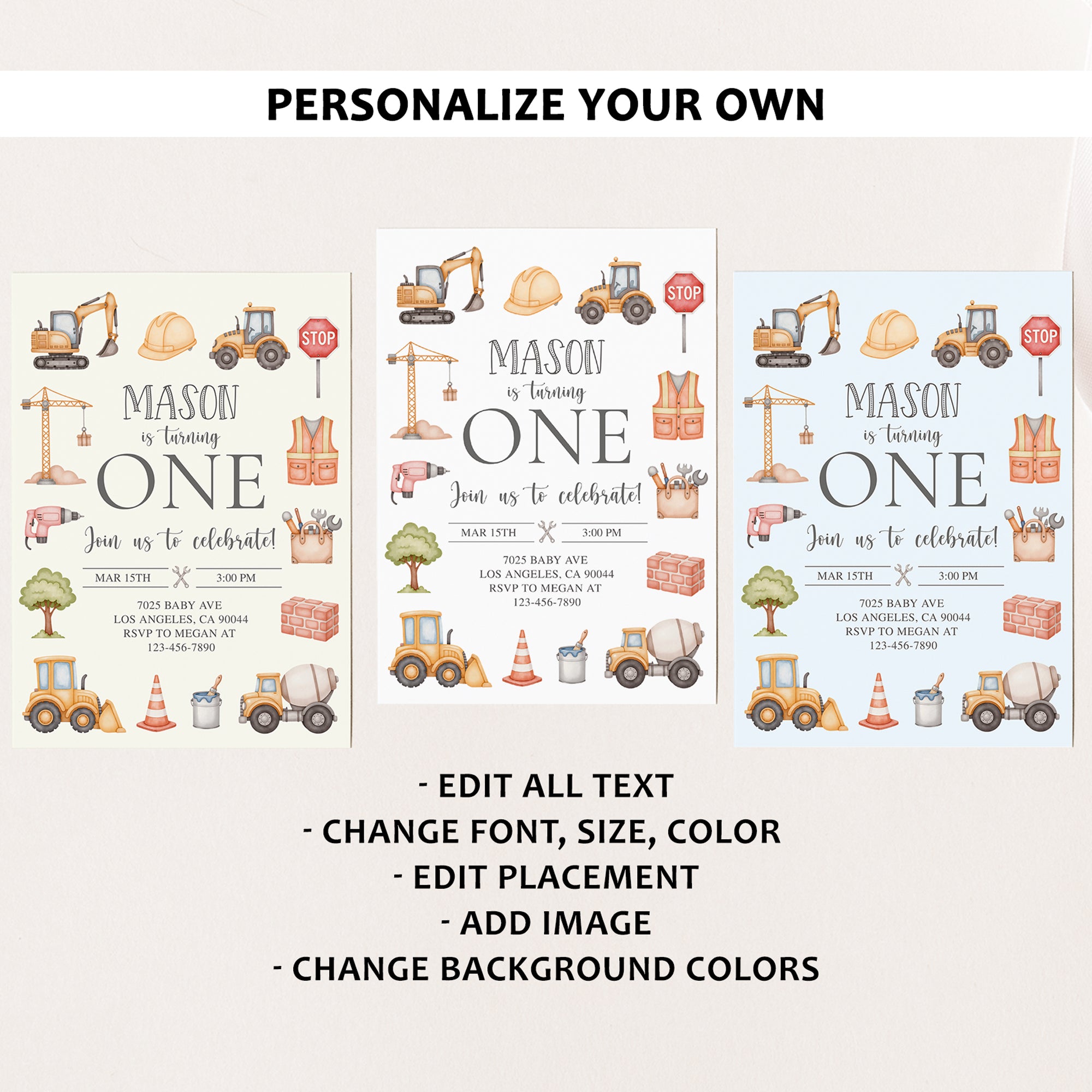 Construction 1st Birthday Bundle