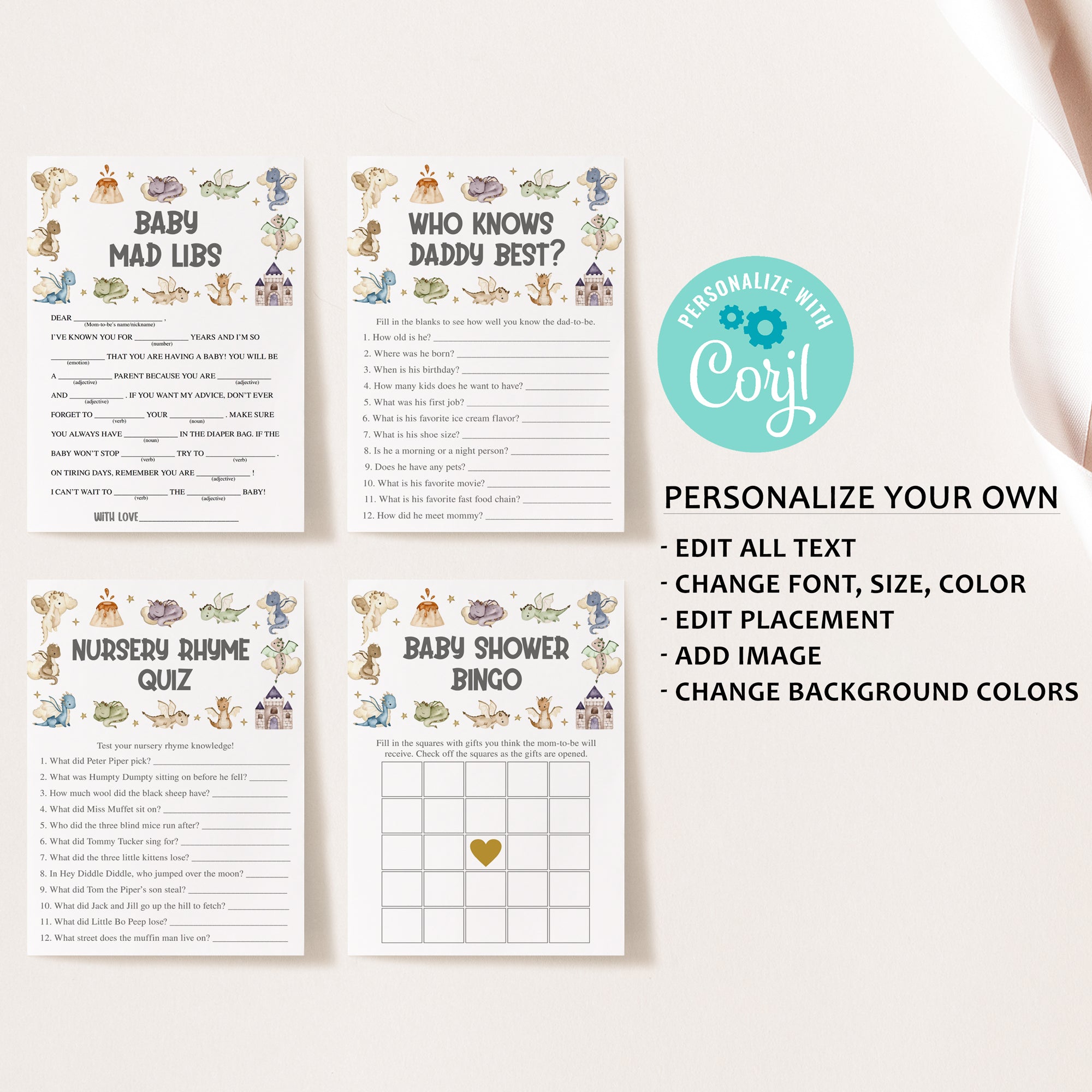 14 Colorful Dragon Baby Shower Games