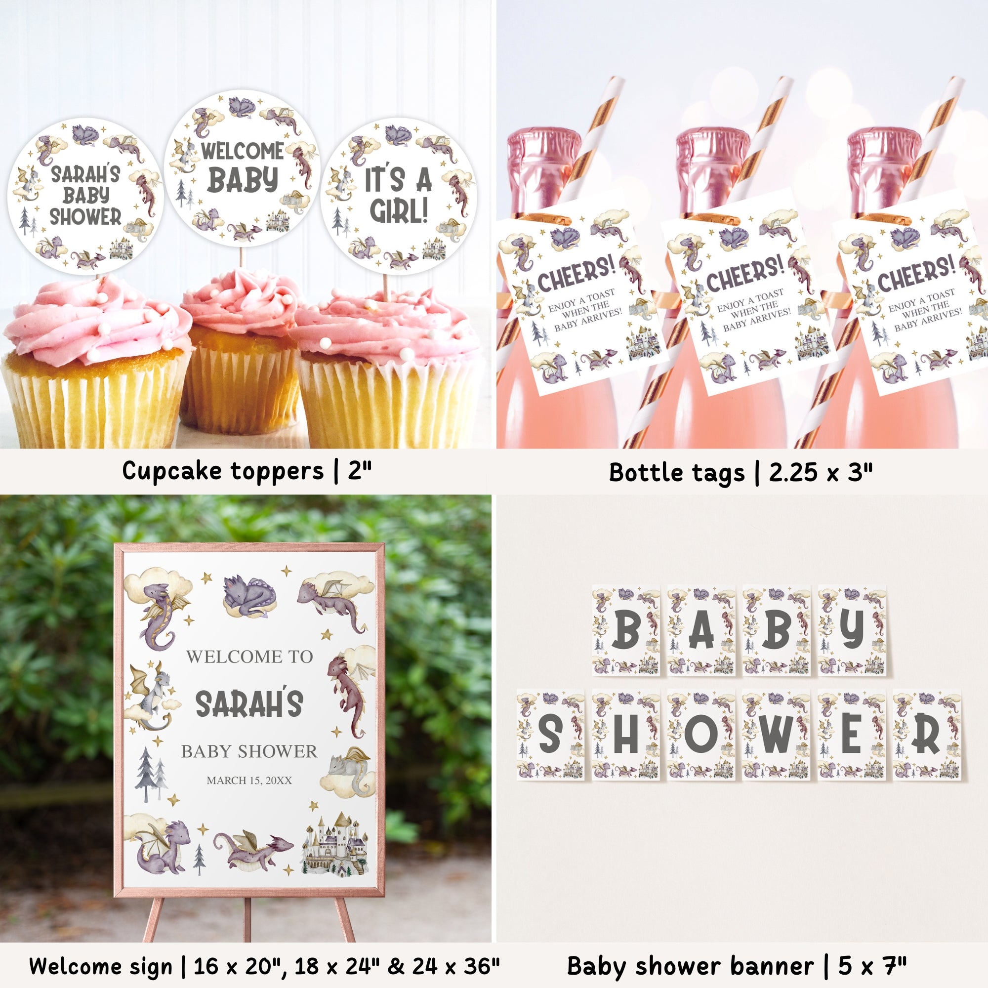 Complete Purple Dragon Baby Shower Bundle