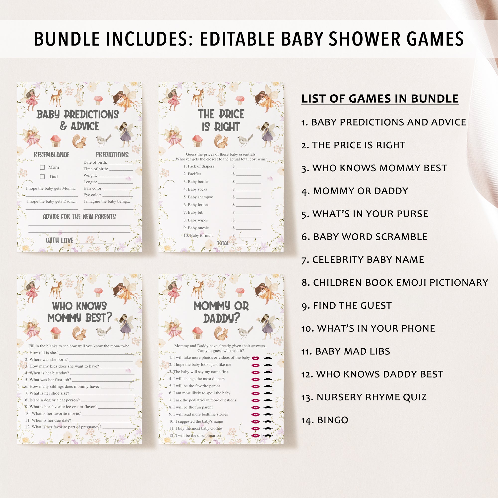 Fairy Baby Shower Invite & Games