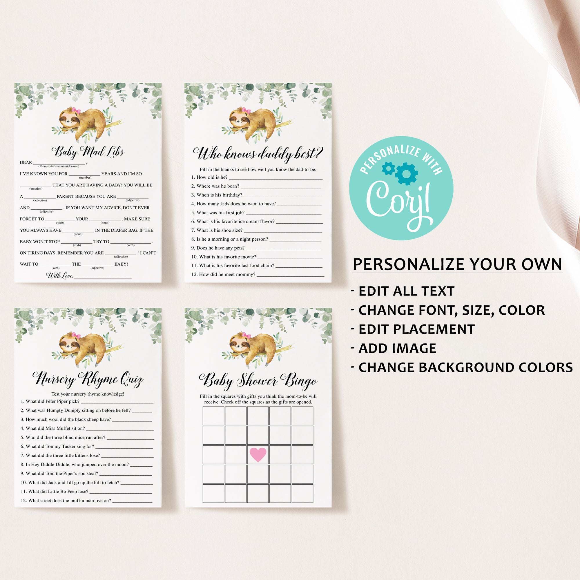 14 Girl Sloth Baby Shower Games