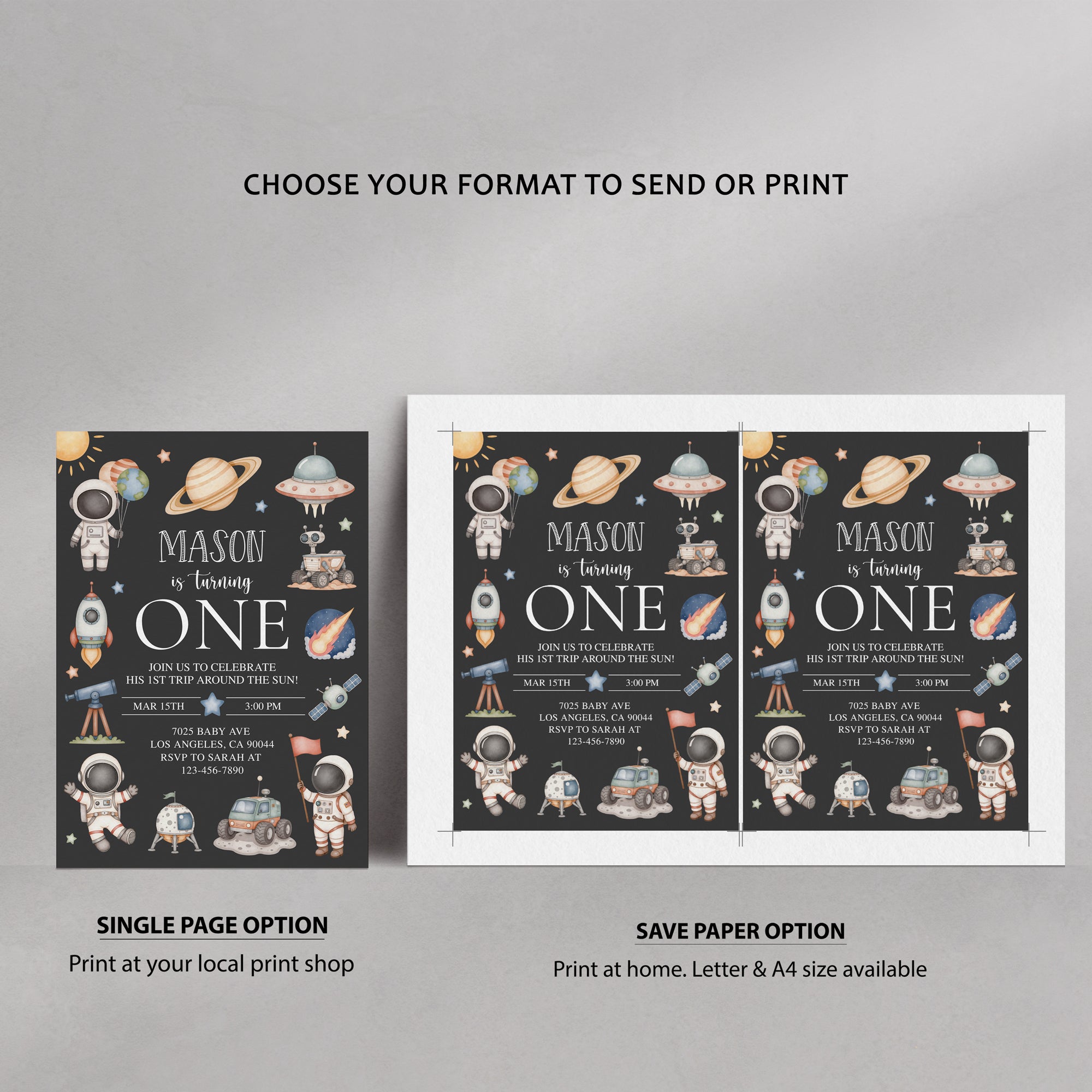 Astronaut Birthday Invite