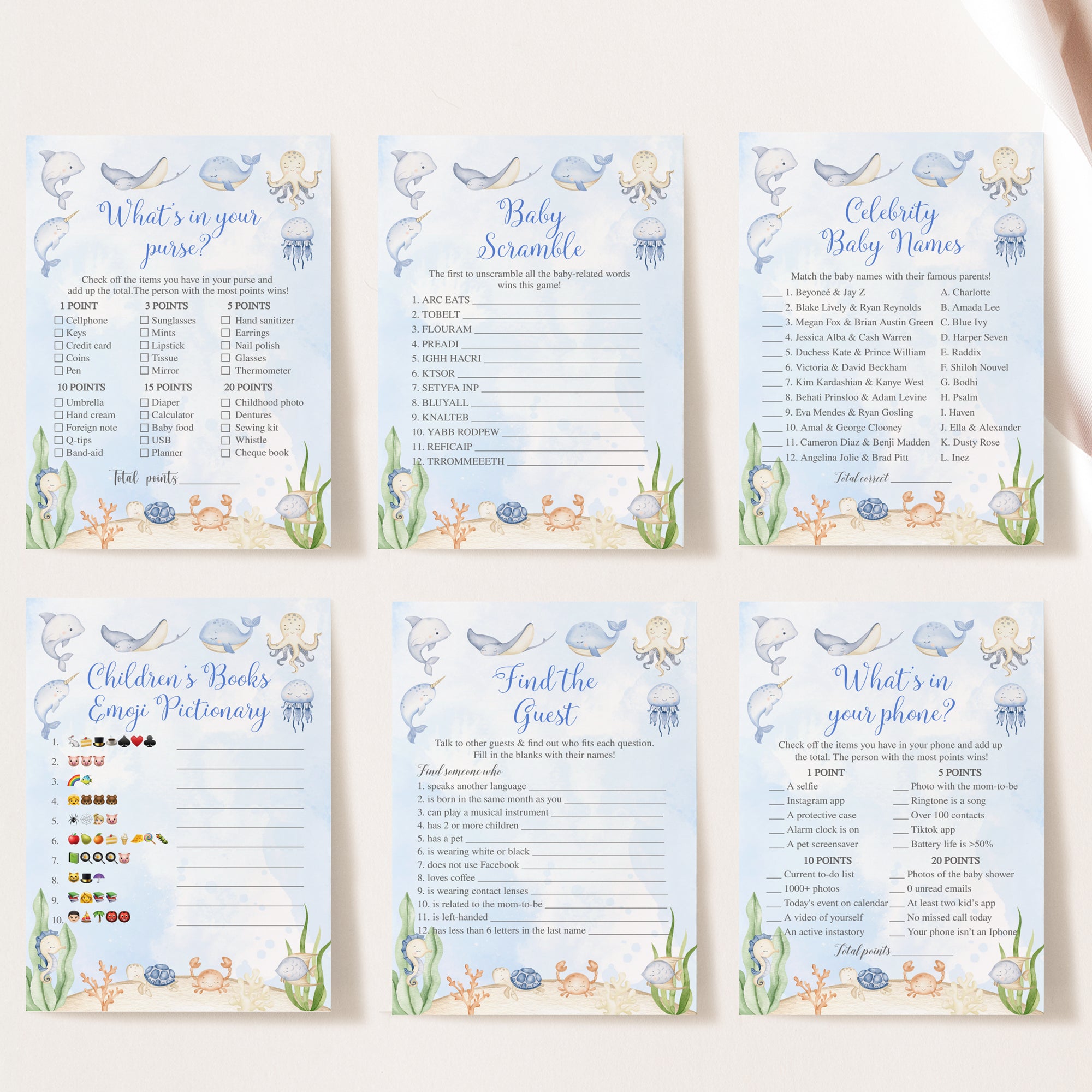 Sea Baby Shower Invite & Games