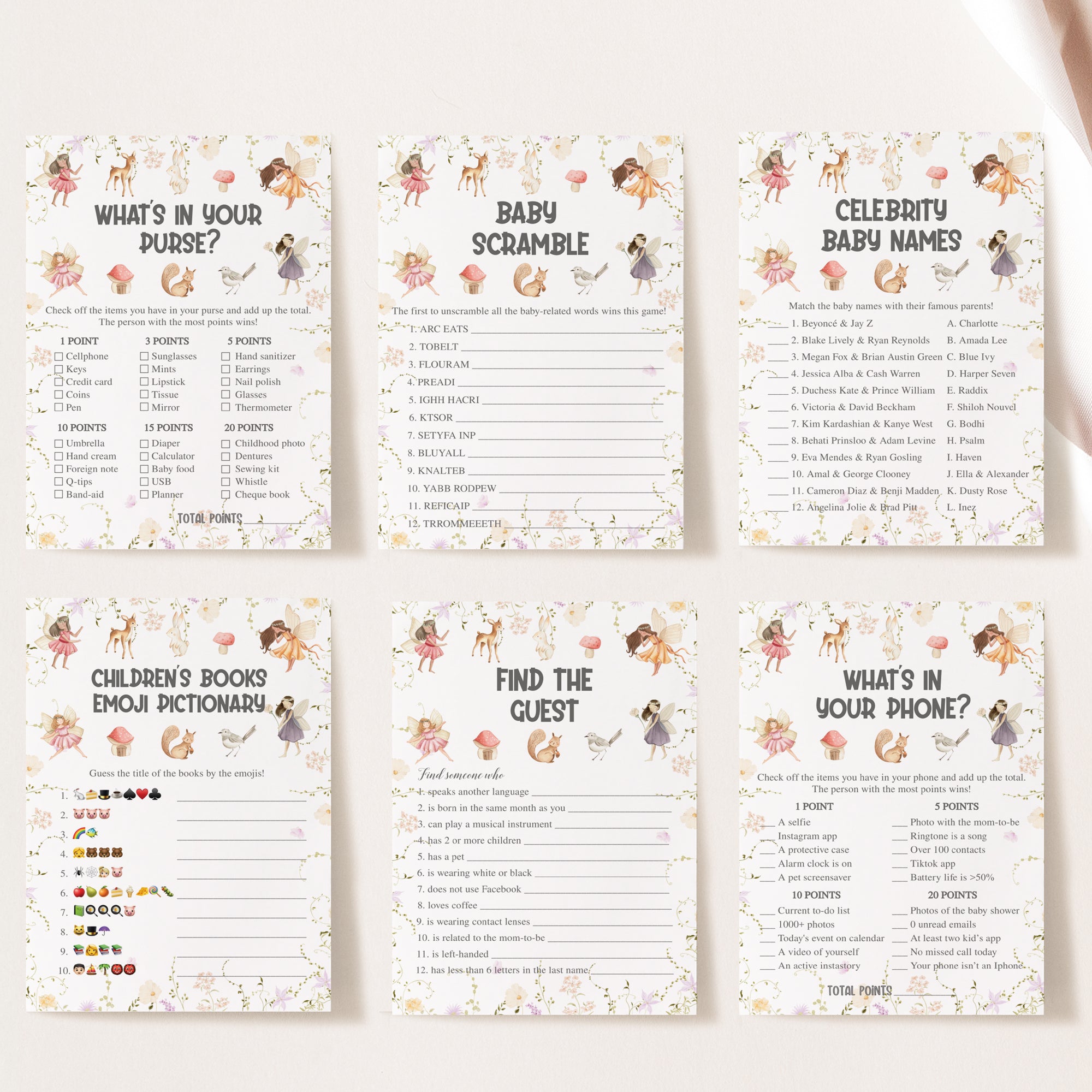 Fairy Baby Shower Invite & Games