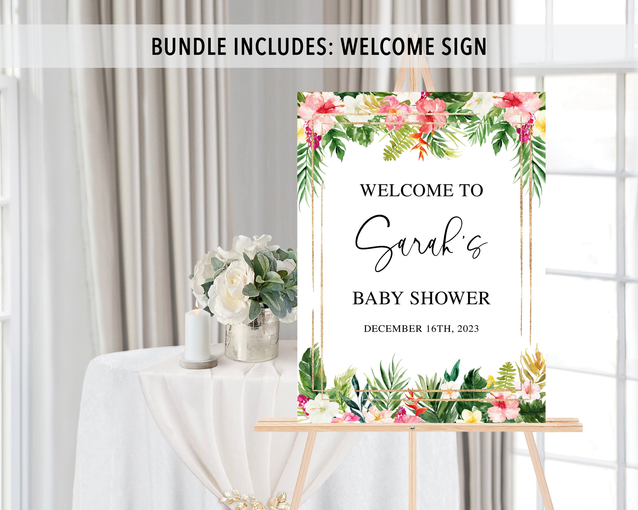 Complete Tropical Floral Baby Shower Bundle