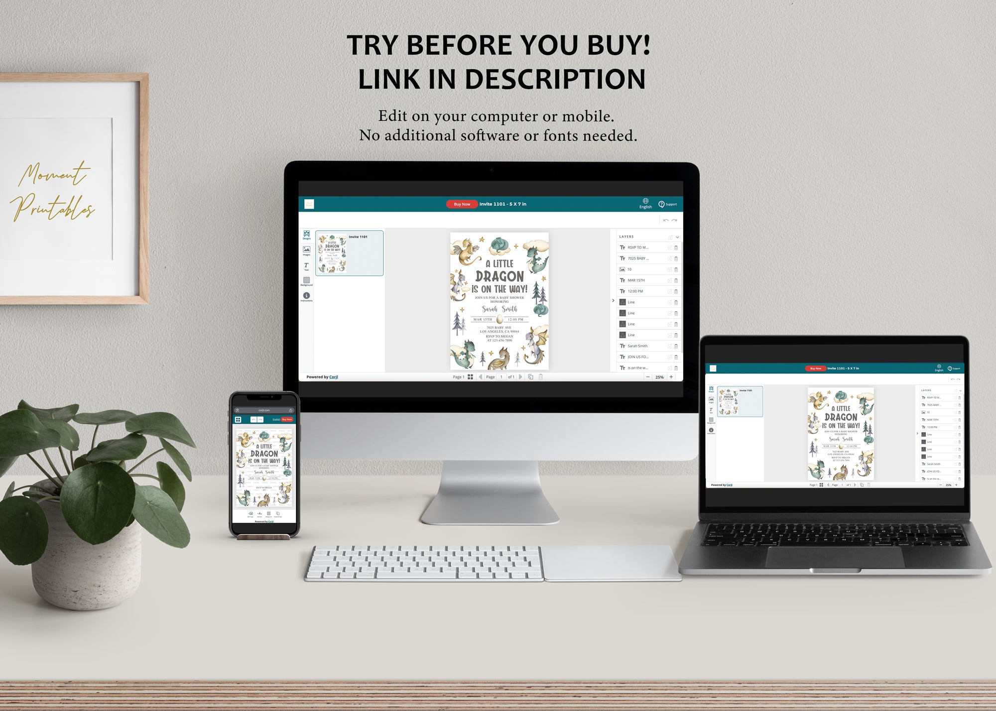 Dragon Baby Shower Invite