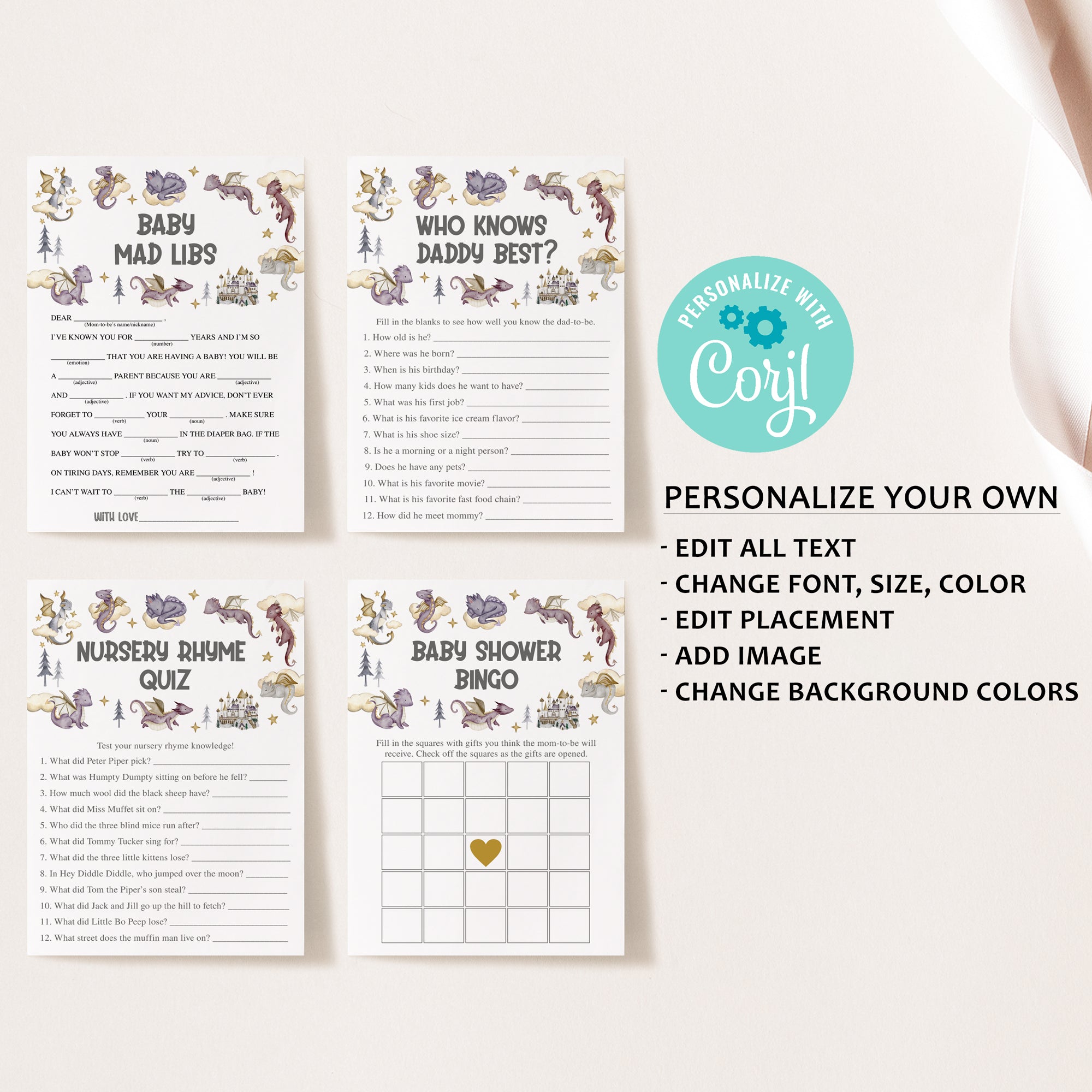 14 Purple Dragon Baby Shower Games