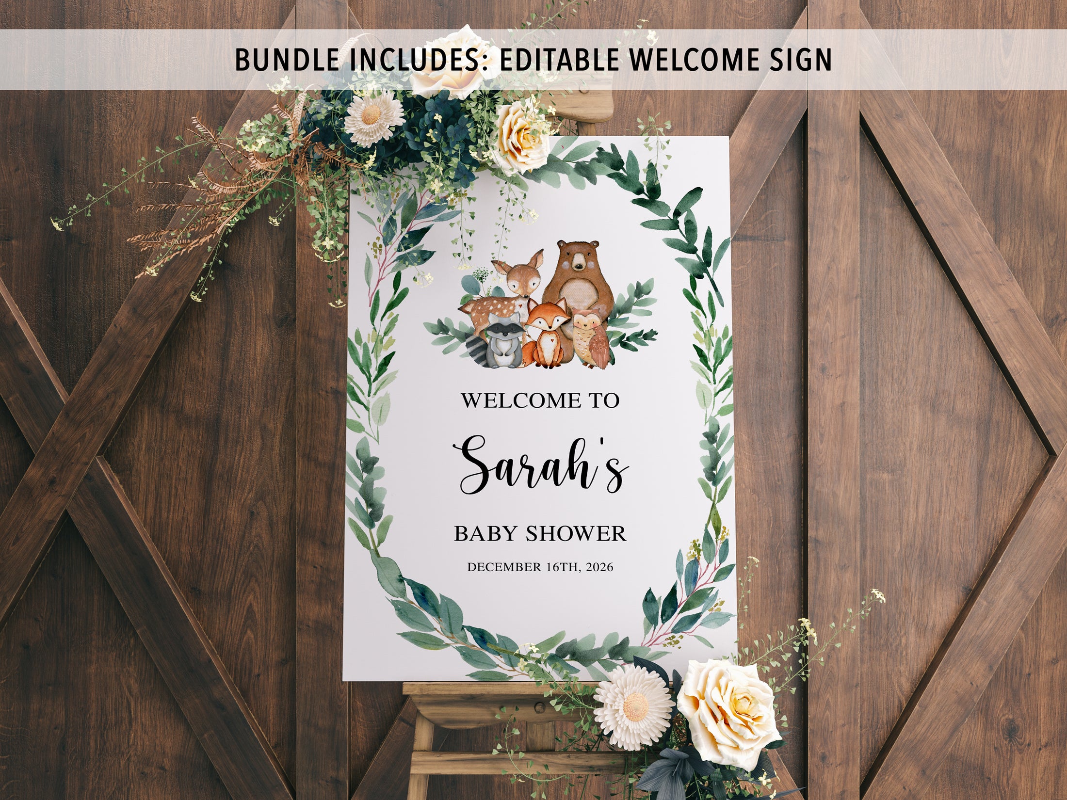 Complete Woodland Animals Baby Shower Bundle