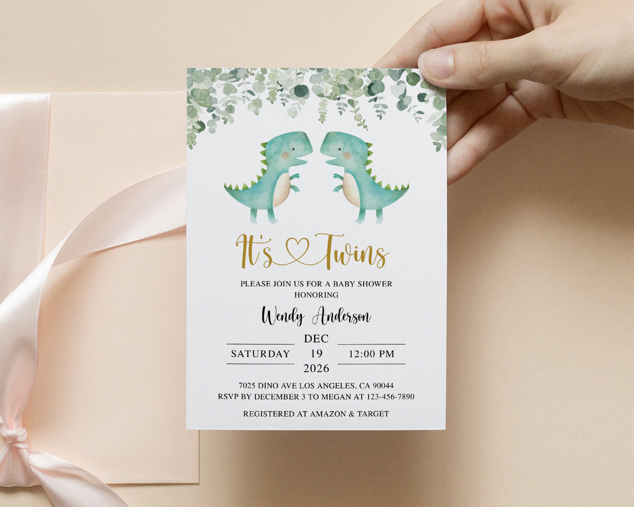 Twin Trex Baby Shower Invite